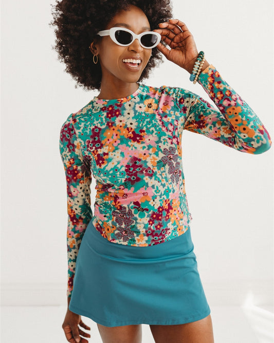 The Holly Sun Layer | UPF 50+ Long Sleeve Rash Guard with Side Zipper for Women