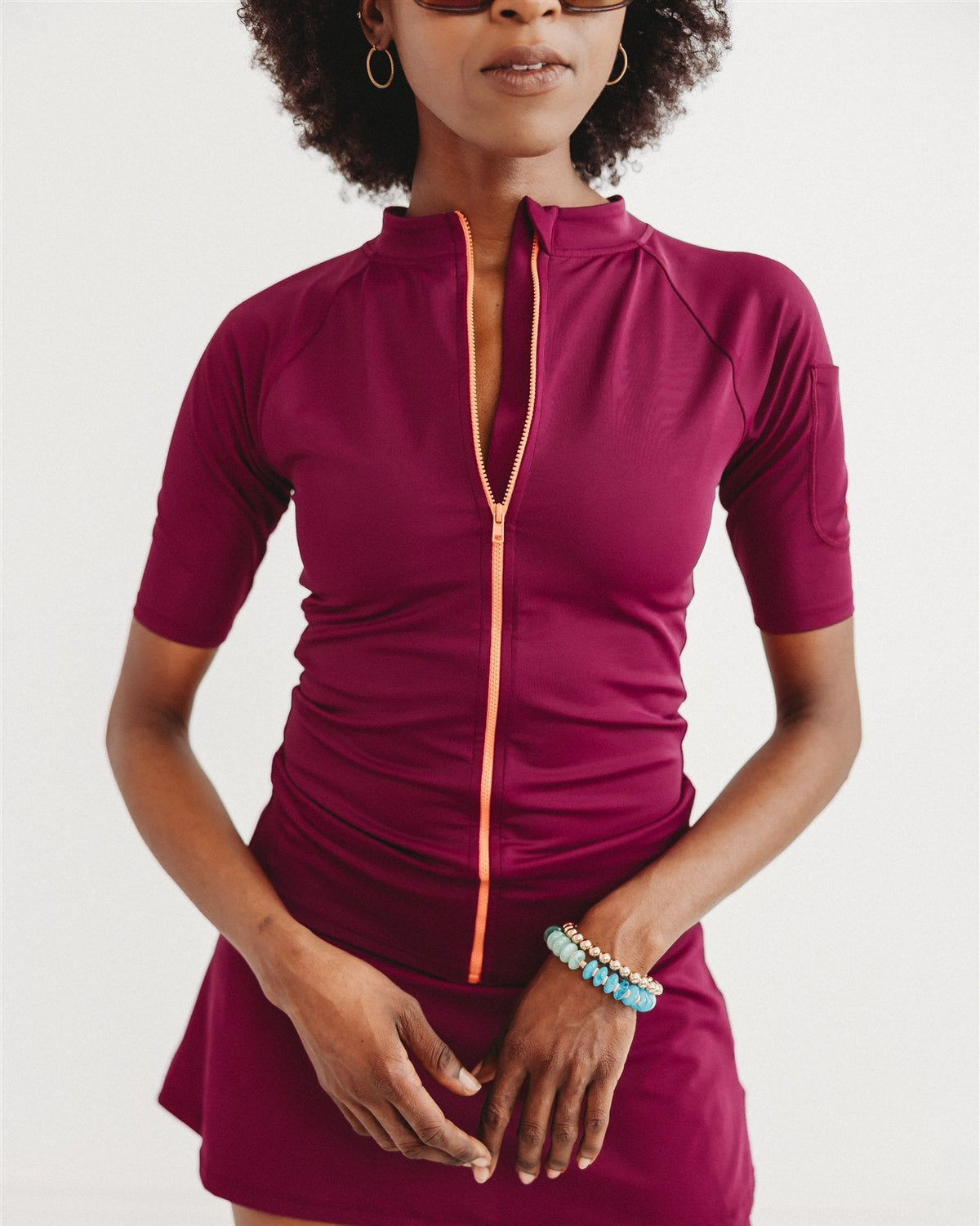 The Miranda Sun Tee | UPF 50+ Short Sleeve Full Zip Rash Guard for Women