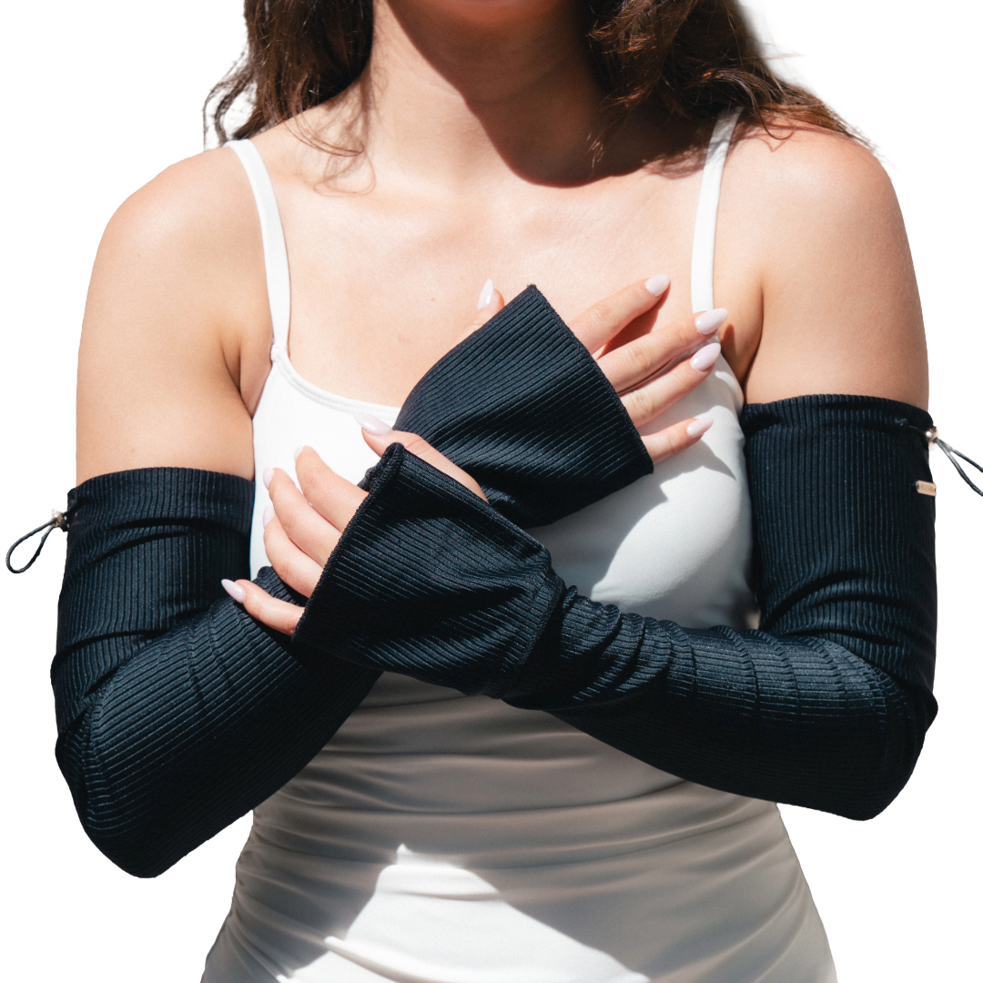 UPF 50+ Sun Sleeves & UV Driving Gloves – Black